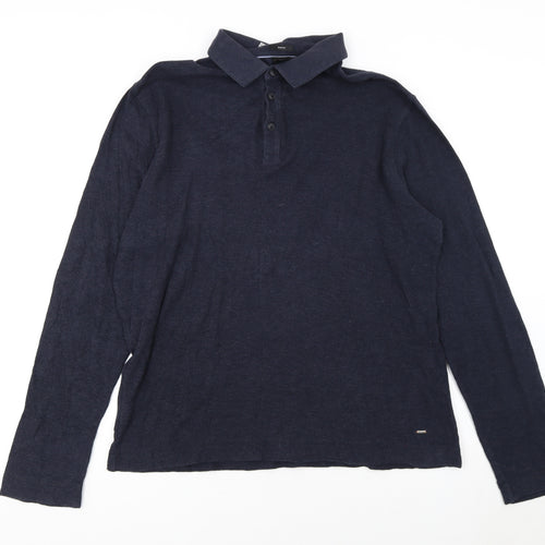 Hugo Boss Men's Blue Slim Fit Long Sleeve Polo Shirt XXL