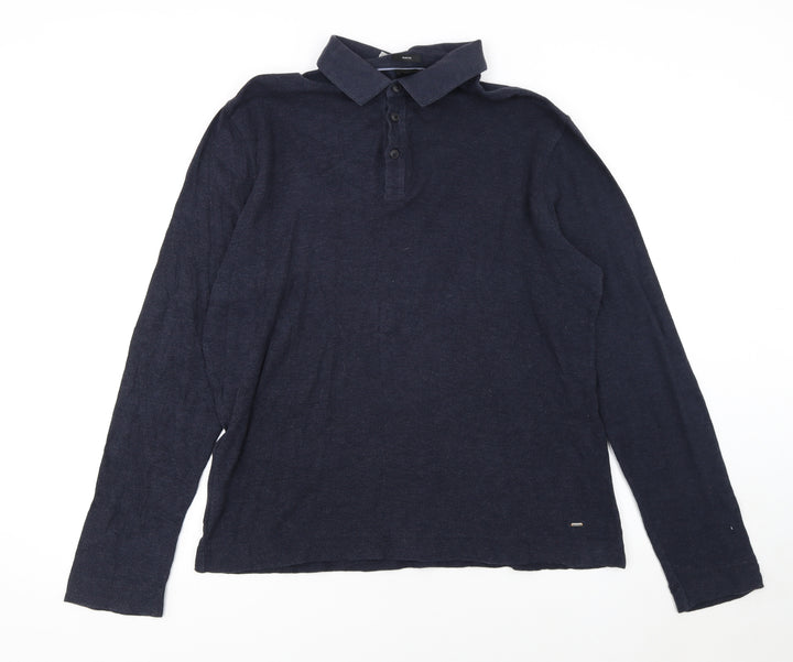Hugo Boss Men's Blue Slim Fit Long Sleeve Polo Shirt XXL
