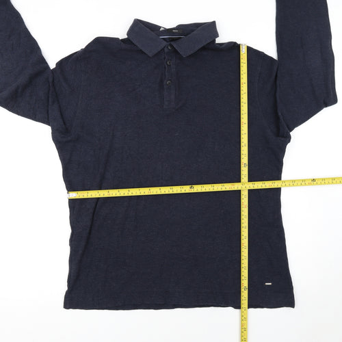 Hugo Boss Men's Blue Slim Fit Long Sleeve Polo Shirt XXL