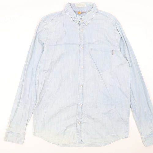 Carhartt Men's Blue Cotton Button-Up Long Sleeve Shirt M