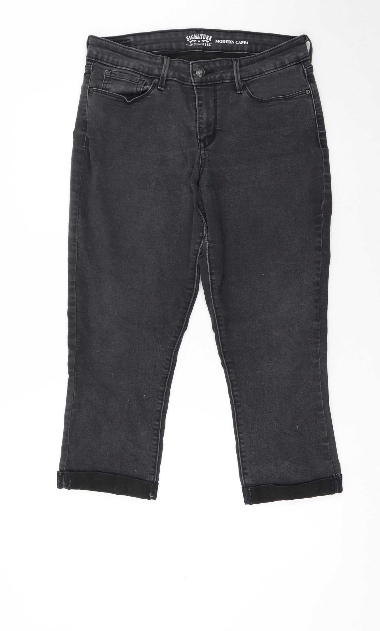 Levi Strauss Women Black Capri Jeans Size 12 Slim Fit Denim