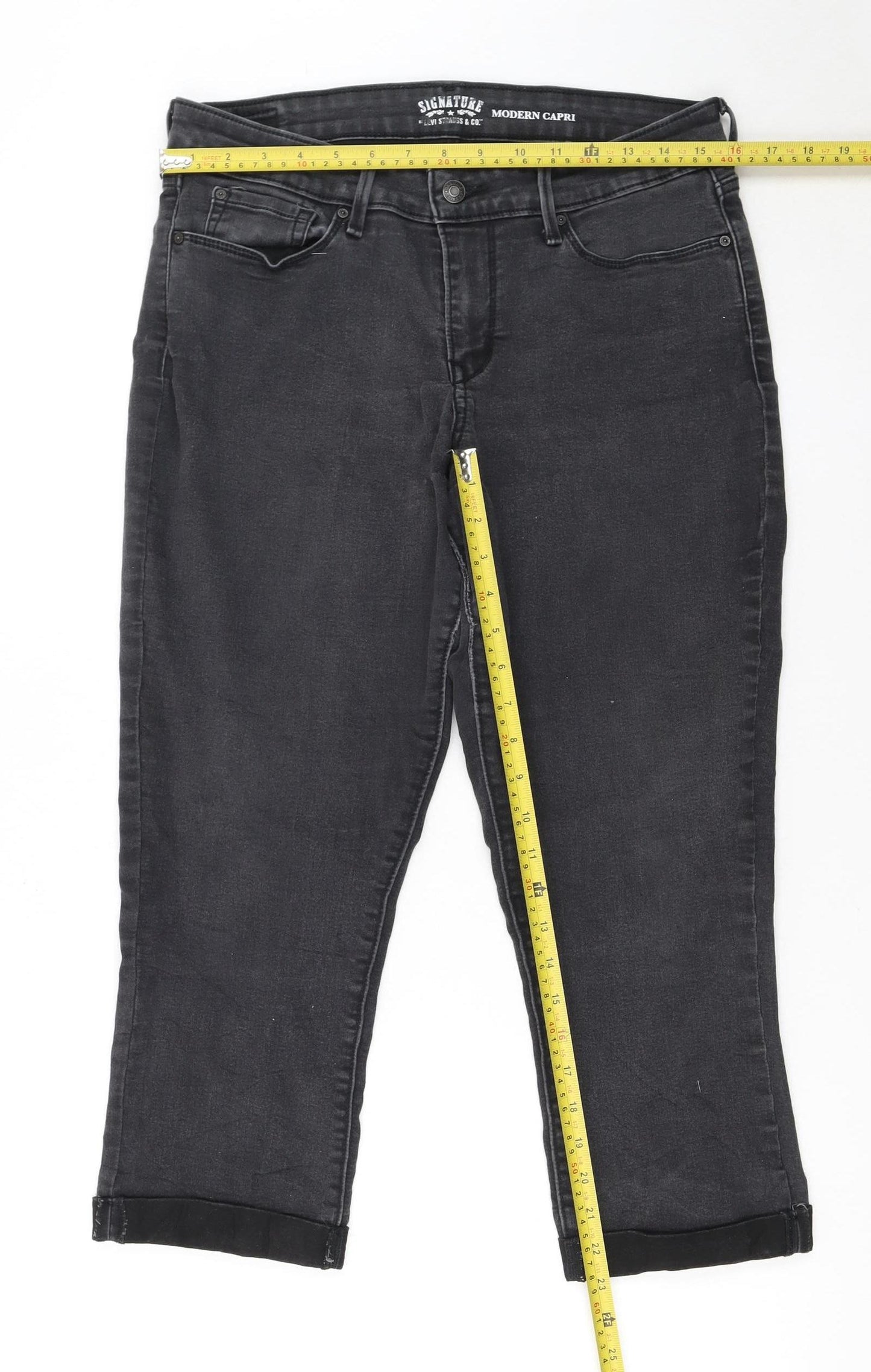 Levi Strauss Women Black Capri Jeans Size 12 Slim Fit Denim