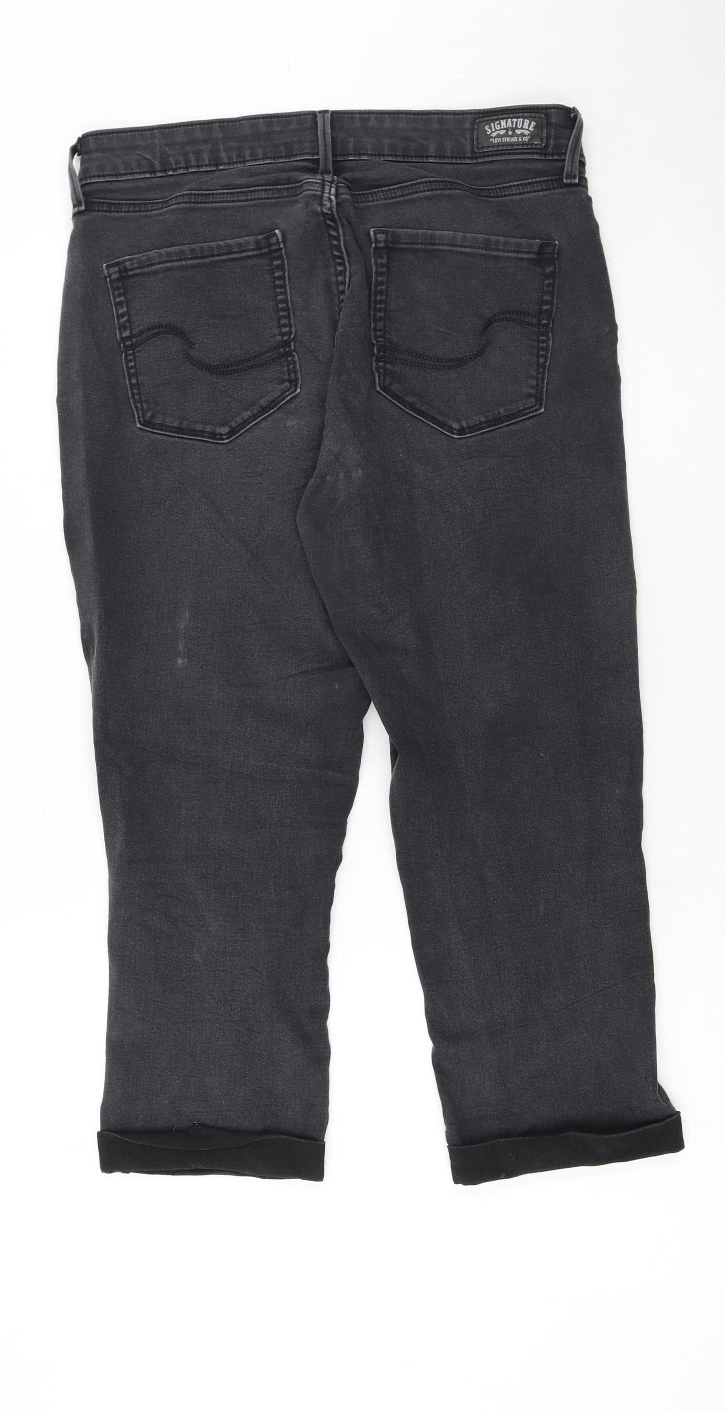 Levi Strauss Women Black Capri Jeans Size 12 Slim Fit Denim