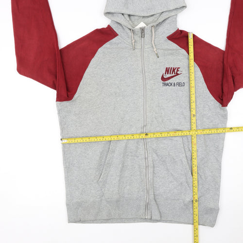 Nike Men's Grey & Red Full Zip Hoodie XL Track & Field Sportswear