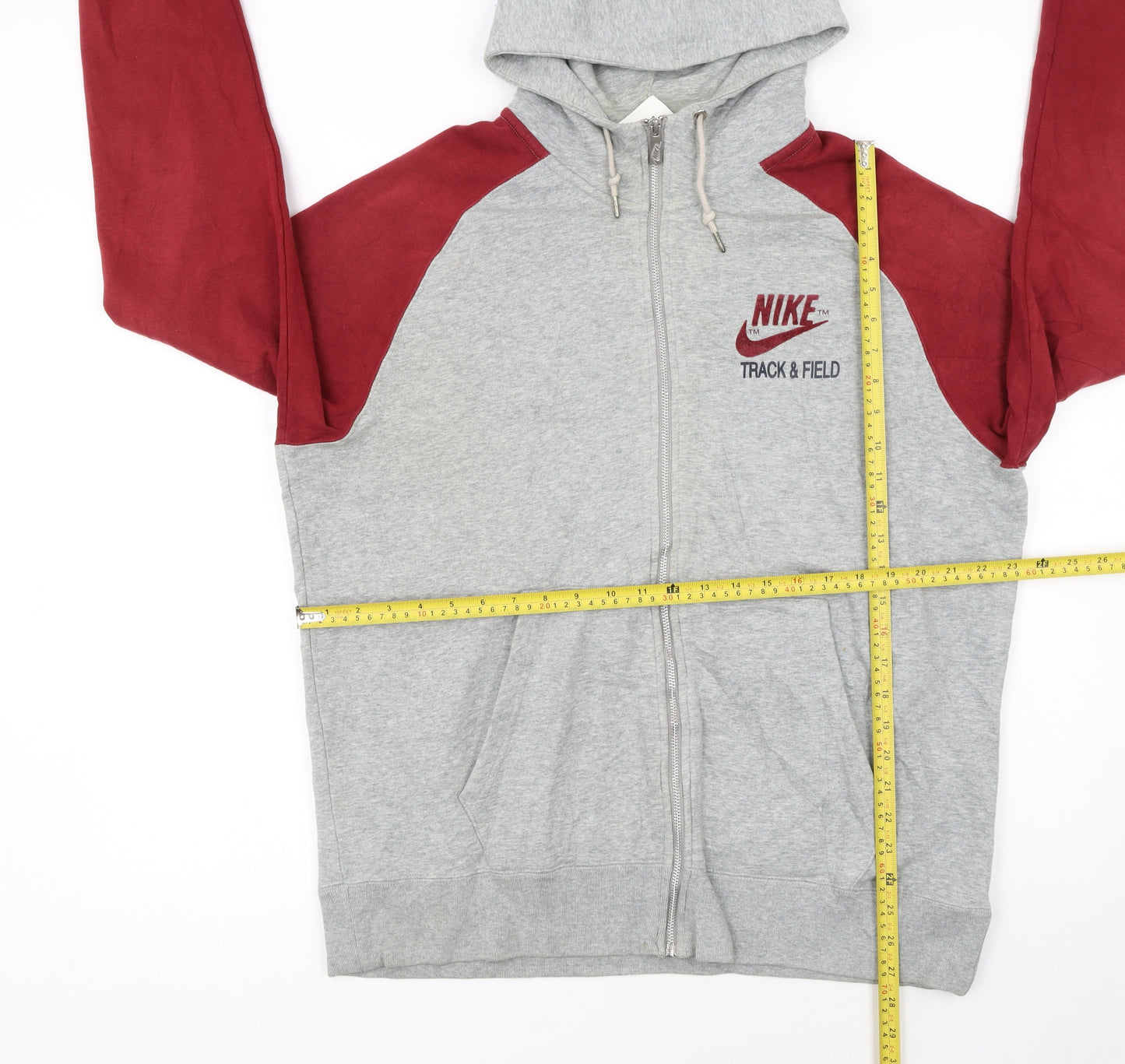 Nike Men's Grey & Red Full Zip Hoodie XL Track & Field Sportswear