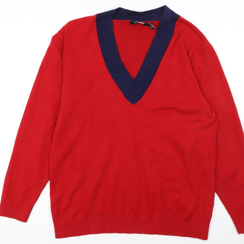 Lauren Ralph Lauren Womens Red V-Neck Long Sleeve Jumper Size S