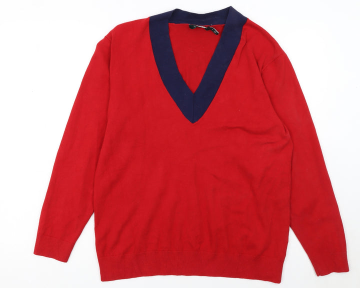 Lauren Ralph Lauren Womens Red V-Neck Long Sleeve Jumper Size S