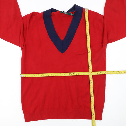 Lauren Ralph Lauren Womens Red V-Neck Long Sleeve Jumper Size S