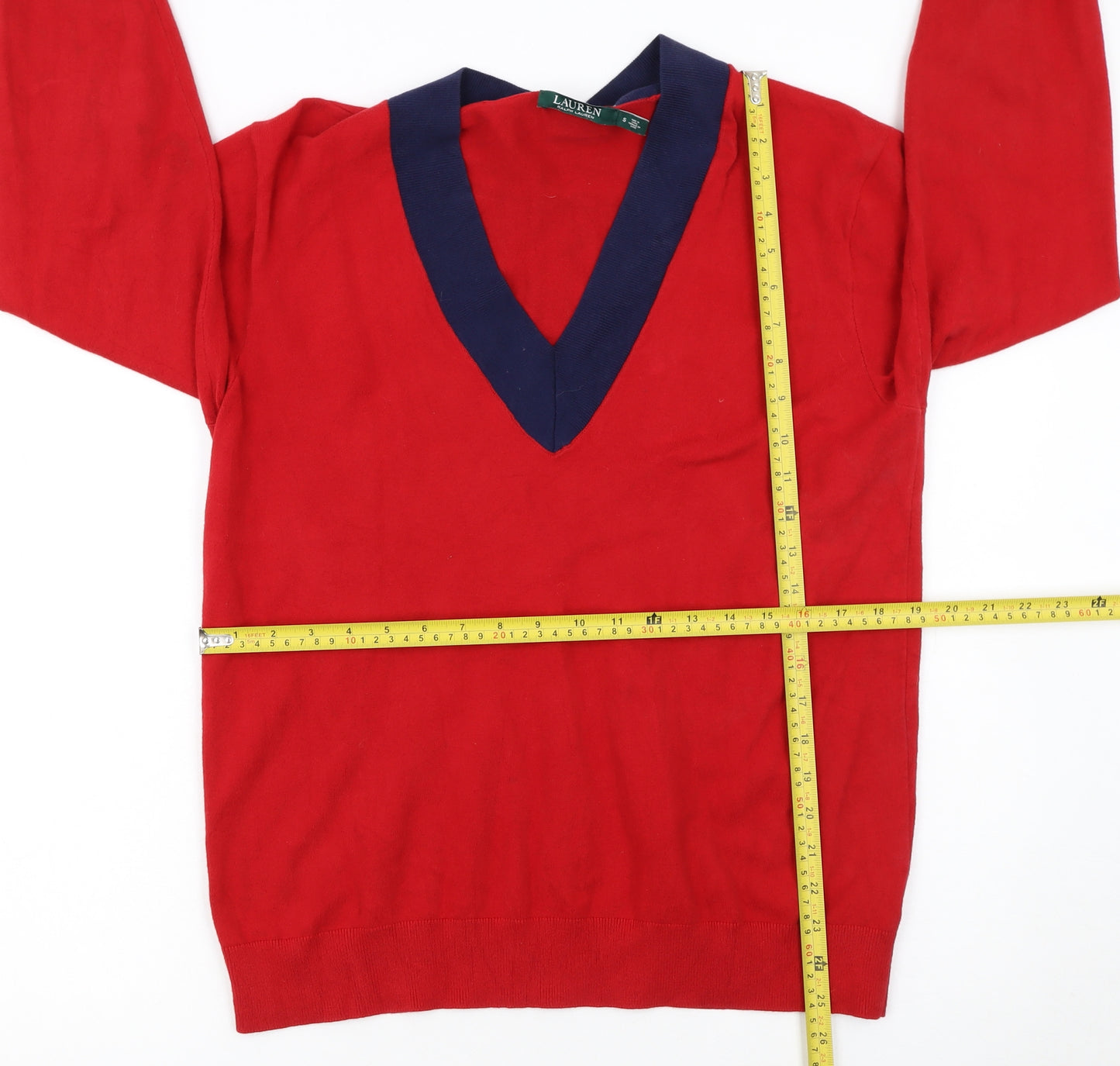 Lauren Ralph Lauren Womens Red V-Neck Long Sleeve Jumper Size S