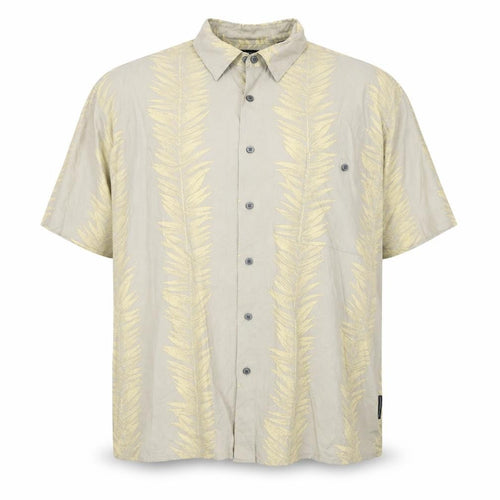 Natural Issue Men’s Beige Tropical Viscose 2XL Short Sleeve Button-Up Shirt