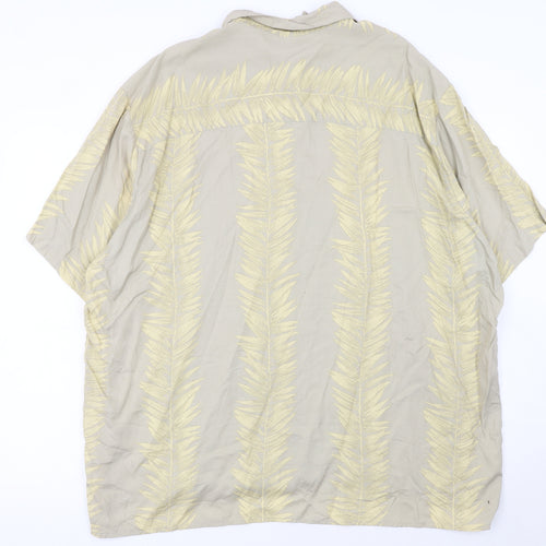 Natural Issue Men’s Beige Tropical Viscose 2XL Short Sleeve Button-Up Shirt