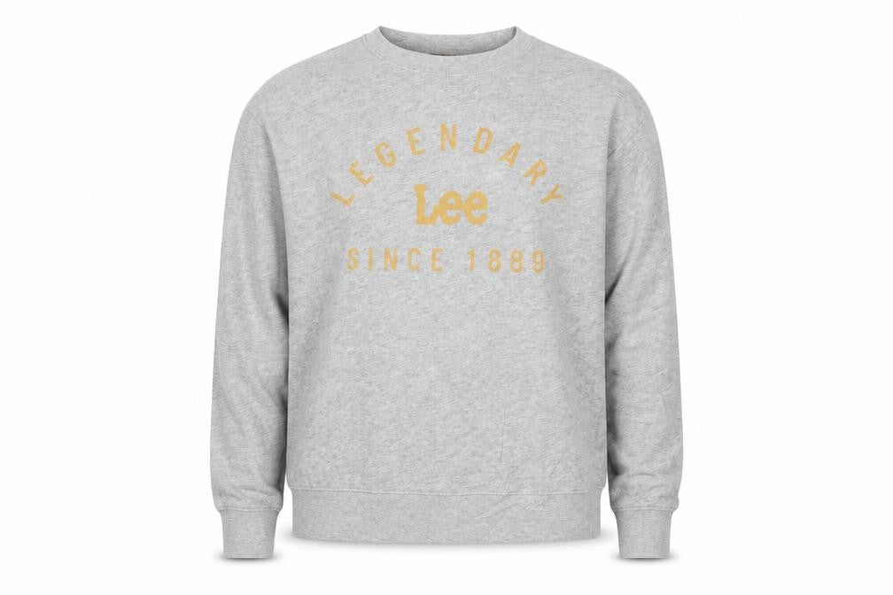 Front view of Lee women’s grey legendary logo regular fit sweatshirt m