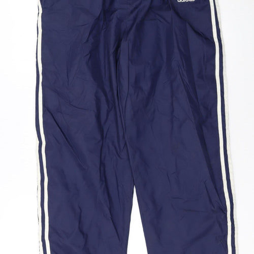 Adidas Men's Blue Track Pants M Elastic Waist Snap Side Stripe