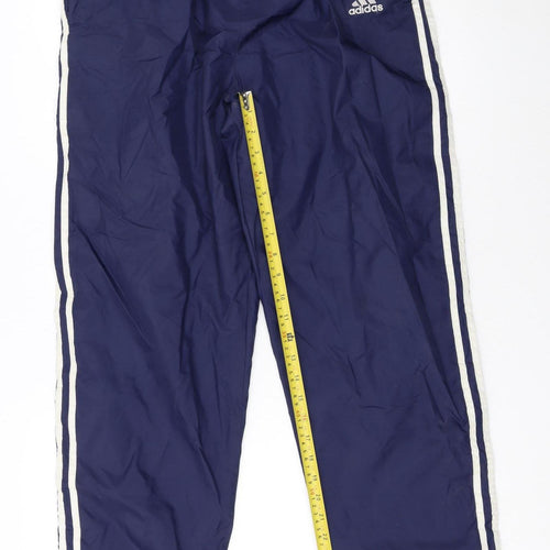 Adidas Men's Blue Track Pants M Elastic Waist Snap Side Stripe