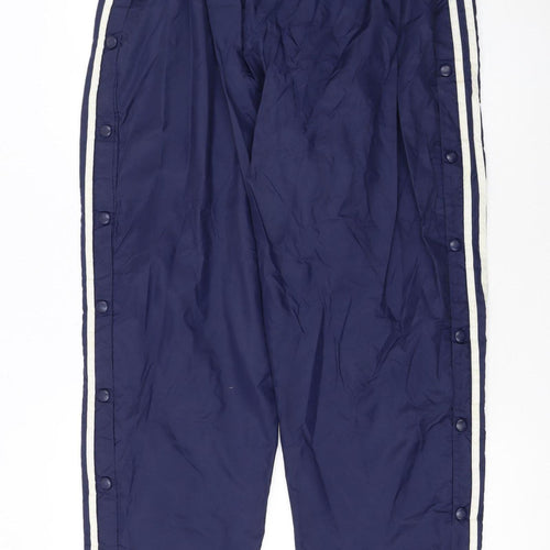Adidas Men's Blue Track Pants M Elastic Waist Snap Side Stripe