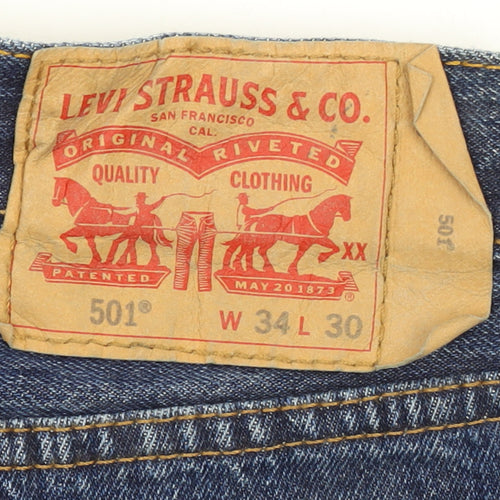 Levi's 501 Men's Blue Denim Straight Jeans 34W 30L Vintage Style