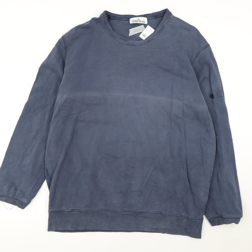 Stone Island Men's Blue 2XL Pullover Sweatshirt Crew Neck Cotton