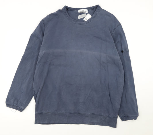 Stone Island Men's Blue 2XL Pullover Sweatshirt Crew Neck Cotton