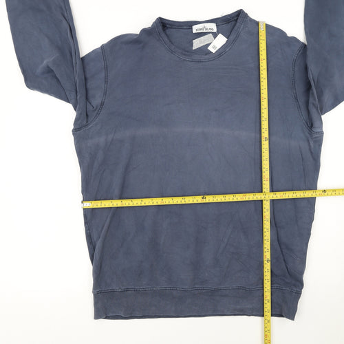 Stone Island Men's Blue 2XL Pullover Sweatshirt Crew Neck Cotton