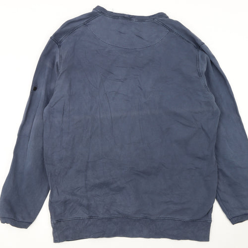 Stone Island Men's Blue 2XL Pullover Sweatshirt Crew Neck Cotton