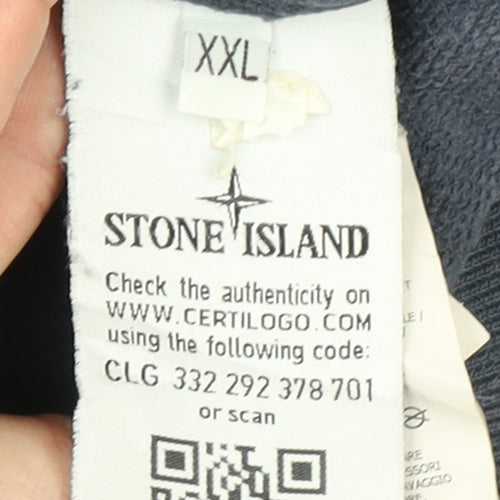 Stone Island Men's Blue 2XL Pullover Sweatshirt Crew Neck Cotton