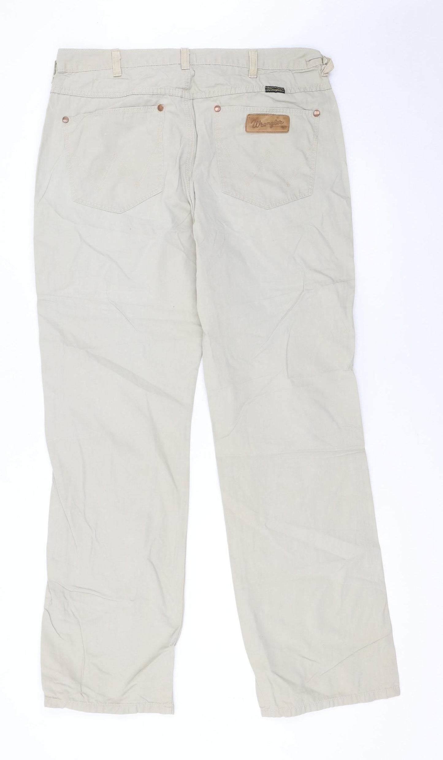 Wrangler Men’s Beige Alaska Chino Trousers W36 L32 Cotton Straight Fit