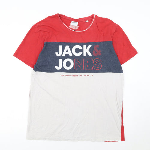 Jack & Jones Men's Multicoloured XL Colourblock Logo T-Shirt