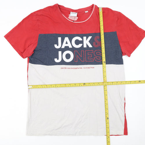 Jack & Jones Men's Multicoloured XL Colourblock Logo T-Shirt