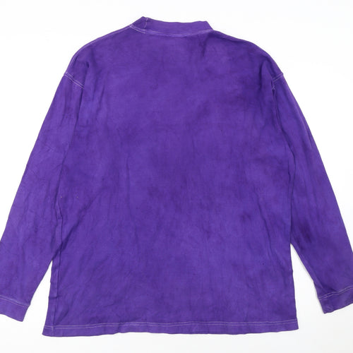 Reebok Women Purple Cotton Long Sleeve Crew Neck Pullover Sweatshirt M