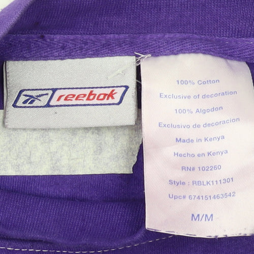 Reebok Women Purple Cotton Long Sleeve Crew Neck Pullover Sweatshirt M