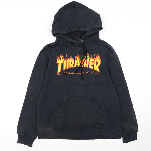 Thrasher Women Black Small Pullover Hoodie Flame Logo Skate Style