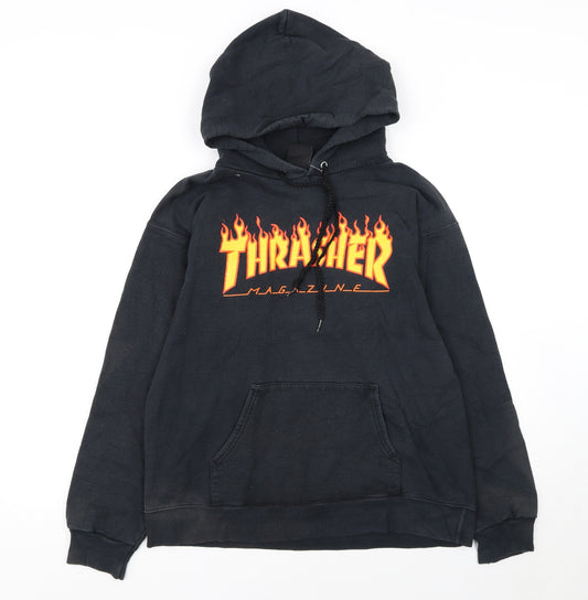 Thrasher Women Black Small Pullover Hoodie Flame Logo Skate Style