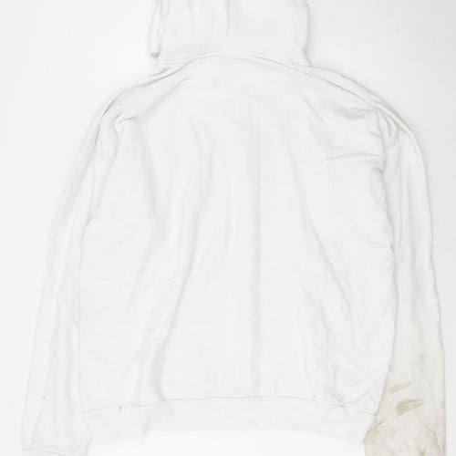 Diesel Mens White XXL Pullover Hoodie Cotton Graphic Logo