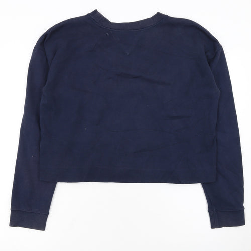 Tommy Hilfiger Women Navy Blue Cotton Blend Pullover Sweatshirt L