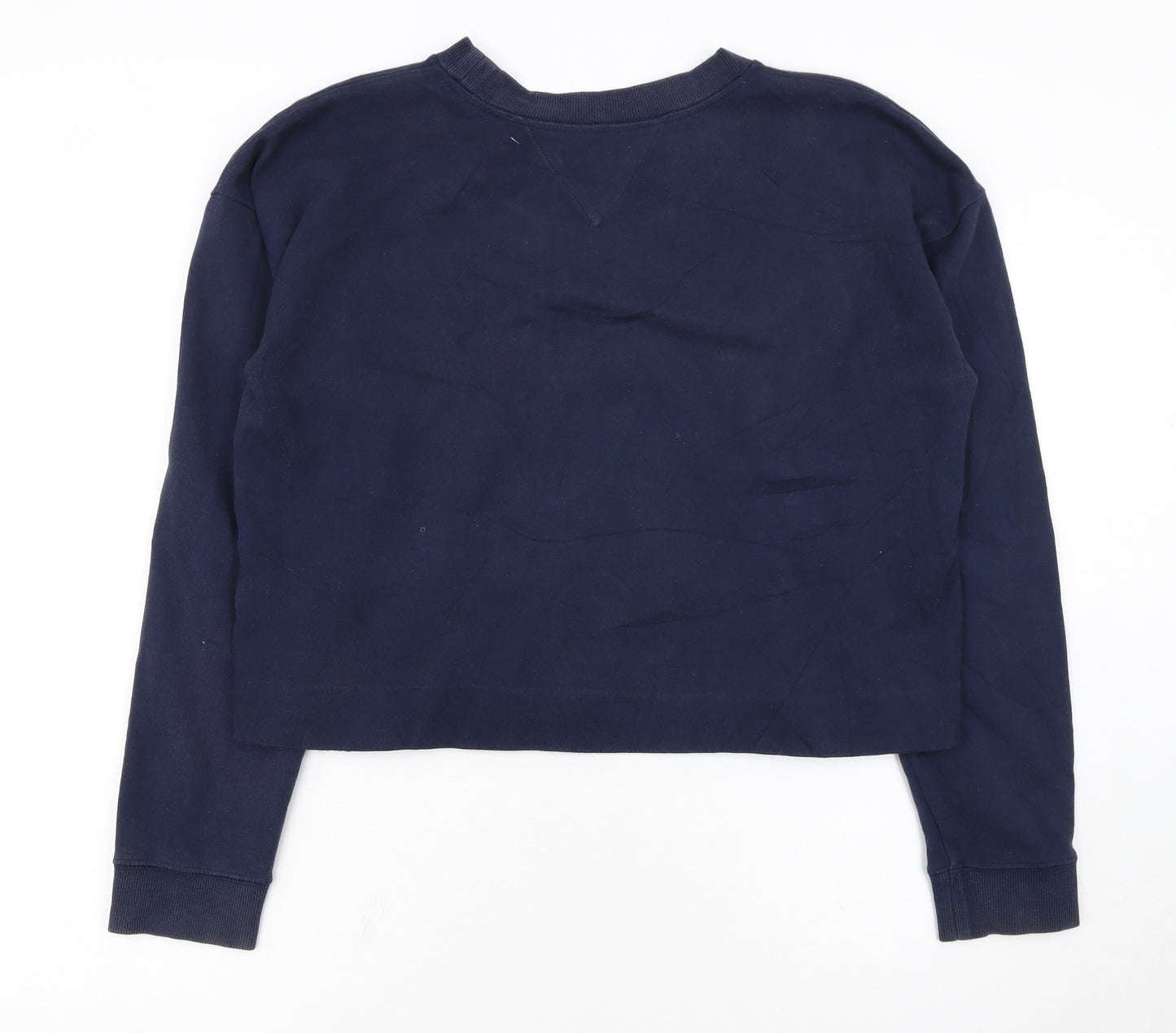 Tommy Hilfiger Women Navy Blue Cotton Blend Pullover Sweatshirt L
