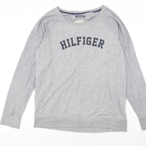Tommy Hilfiger Women Grey L Pullover Sweatshirt Classic Logo