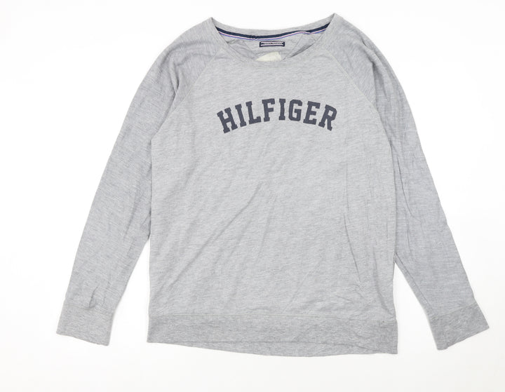 Tommy Hilfiger Women Grey L Pullover Sweatshirt Classic Logo