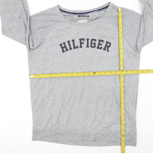 Tommy Hilfiger Women Grey L Pullover Sweatshirt Classic Logo