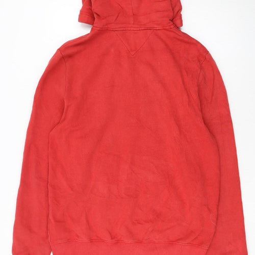Tommy Hilfiger Men’s Red Full Zip Hoodie XL Fleece Logo Sweatshirt