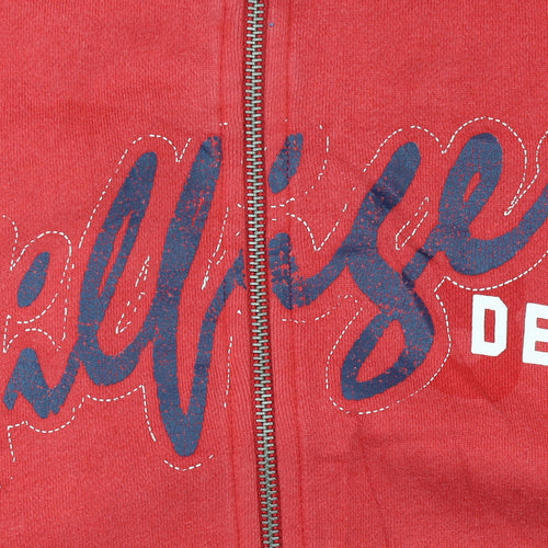 Tommy Hilfiger Men’s Red Full Zip Hoodie XL Fleece Logo Sweatshirt
