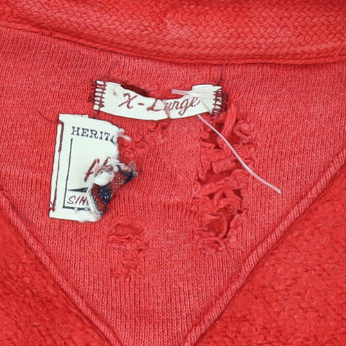 Tommy Hilfiger Men’s Red Full Zip Hoodie XL Fleece Logo Sweatshirt
