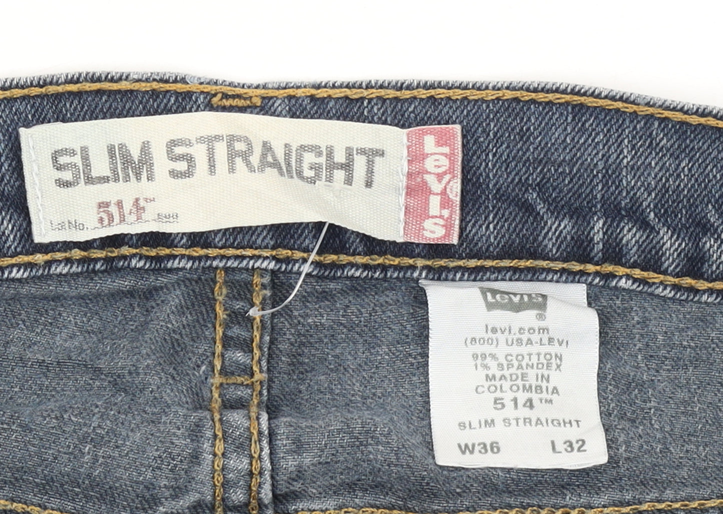 Levi's 514 Men's Blue Slim Straight Jeans W36 L32 Denim