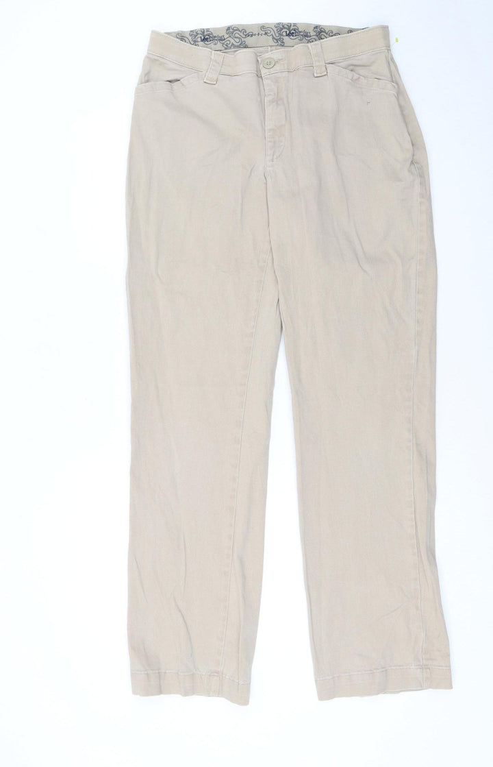 Lee Women's Beige Chino Trousers Size 10 Regular Stretch Comfort Waistband