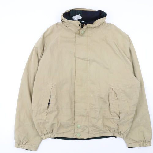 Nautica Men's Beige Windbreaker Jacket XL Hooded Lined Twill