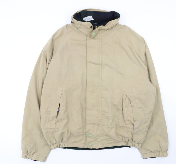 Nautica Men's Beige Windbreaker Jacket XL Hooded Lined Twill