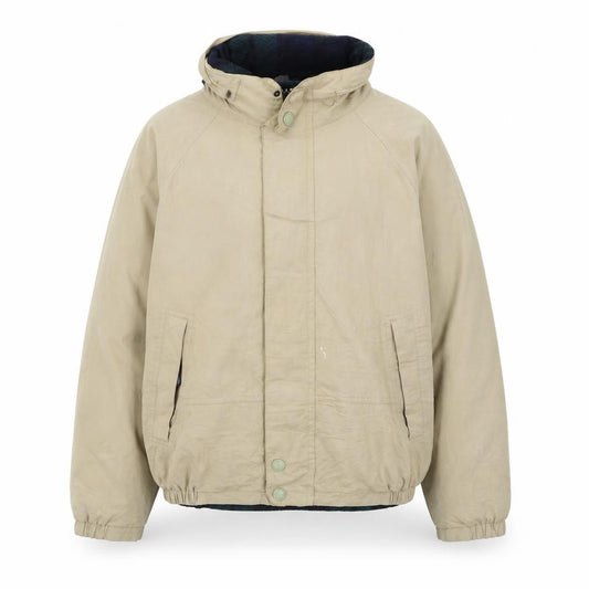 Nautica Men's Beige Windbreaker Jacket XL Hooded Lined Twill
