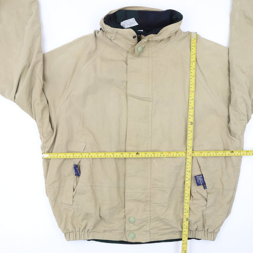 Nautica Men's Beige Windbreaker Jacket XL Hooded Lined Twill