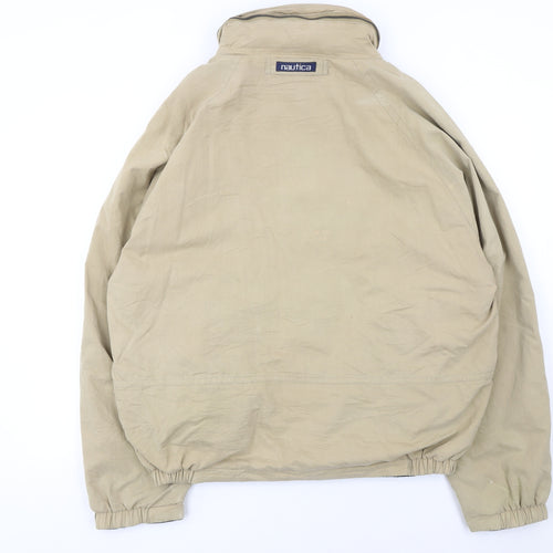 Nautica Men's Beige Windbreaker Jacket XL Hooded Lined Twill