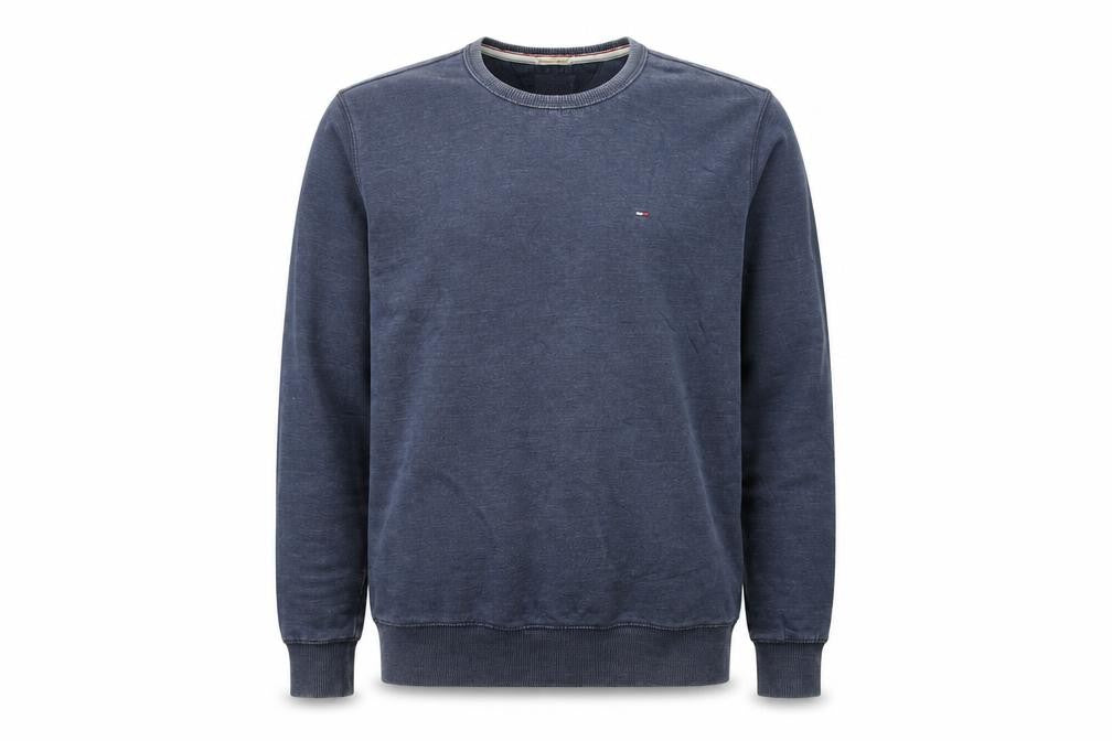 Front view of Hilfiger Denim Men's Blue Crew Neck Pullover Sweatshirt M