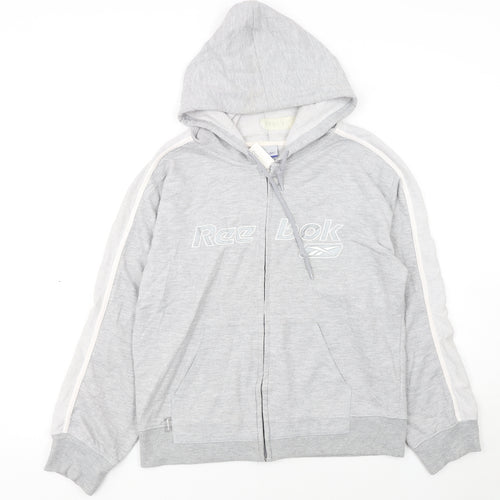 Reebok Women’s Grey Full Zip Hoodie Size 16 XL Drawstring Pockets Casual